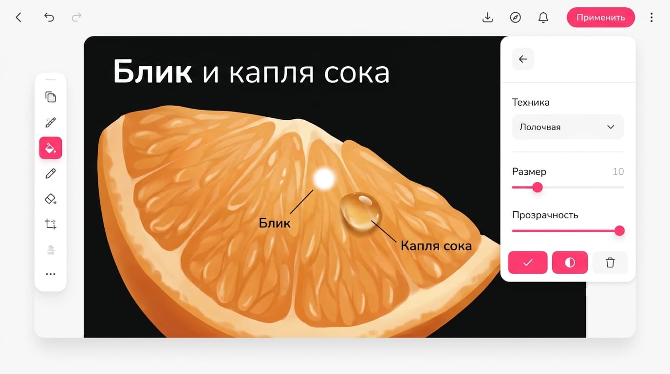 Как нарисовать дольку лимона в Procreate: пошаговый урок для новичка — фото 4