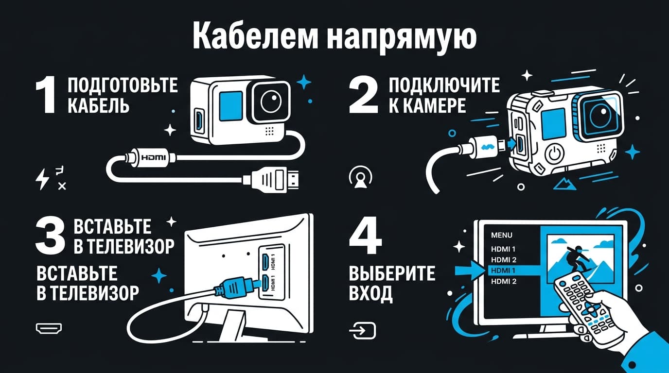 Как подключить GoPro к телевизору: все рабочие способы вывести видео на большой экран — фото 2