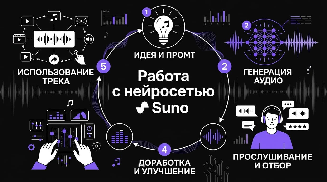 Suno от промпта до трека: как выстроить весь цикл работы с нейросетью
