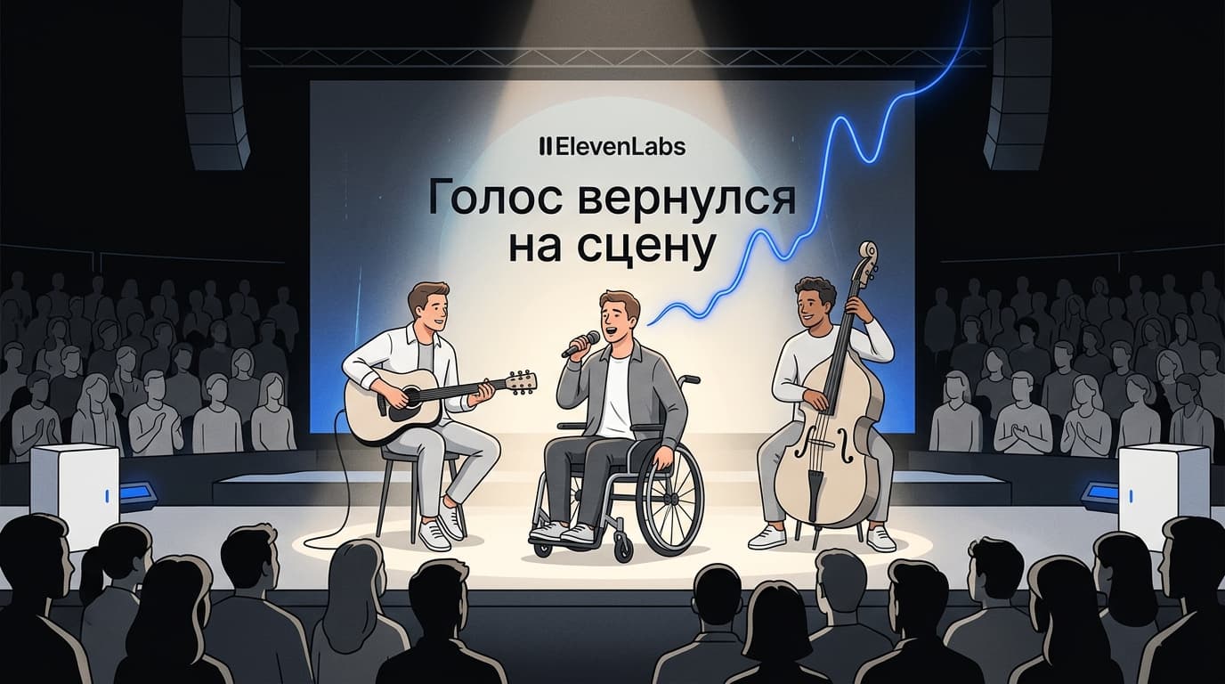 Музыкант с БАС снова спел на сцене перед почти тысячей зрителей — голос воссоздали в ElevenLabs