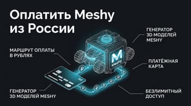 Meshy из России в 2026: как всё-таки оплатить генератор 3D-моделей, если своя карта не проходит