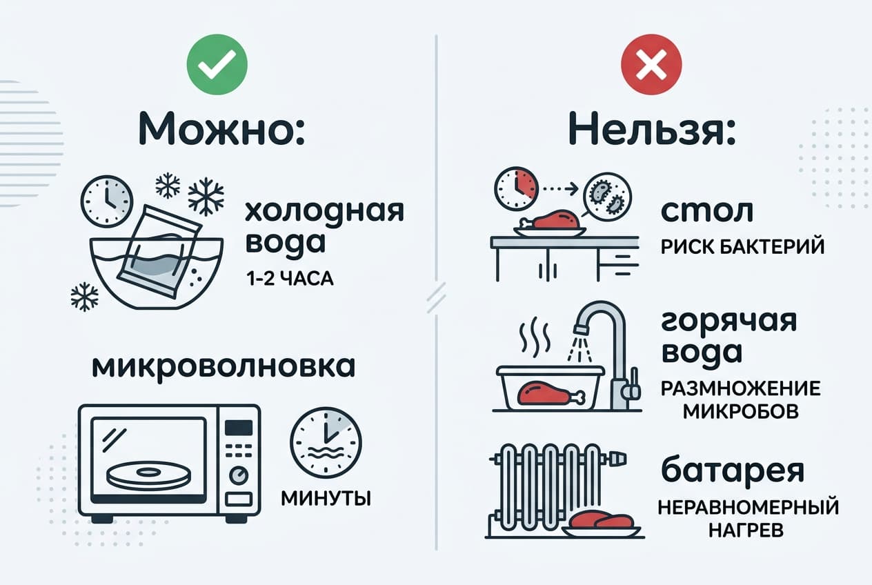 Как быстро разморозить мясо и не отравиться: проверенные способы — фото 2