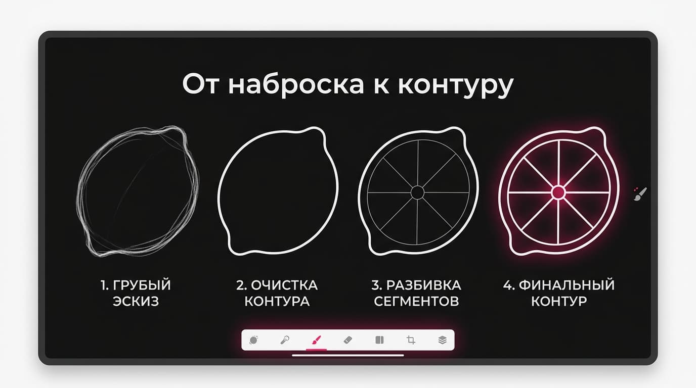 Как нарисовать дольку лимона в Procreate: пошаговый урок для новичка — фото 2