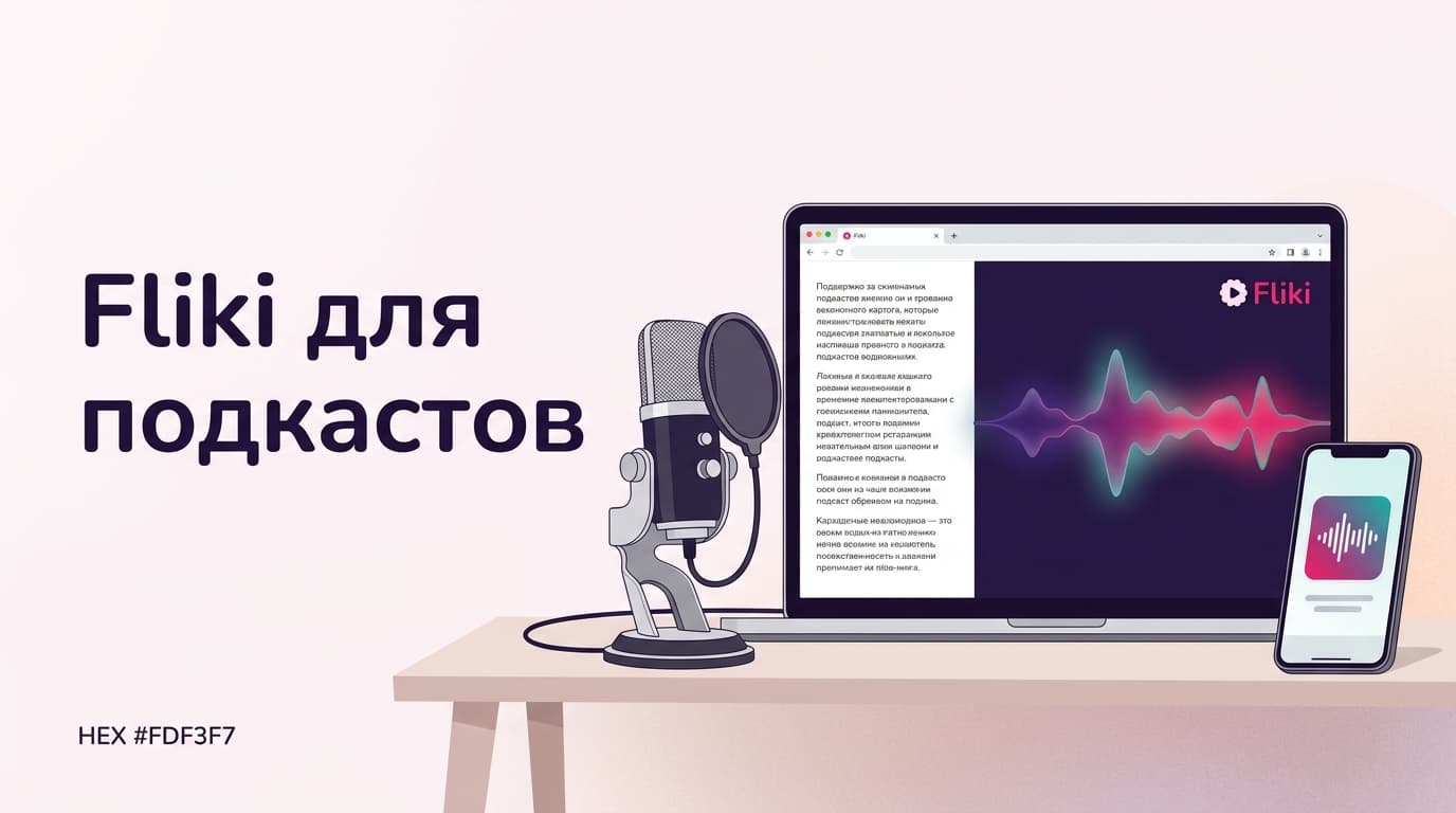 Fliki для подкастов и аудио-контента: голоса, клонирование и оплата из России