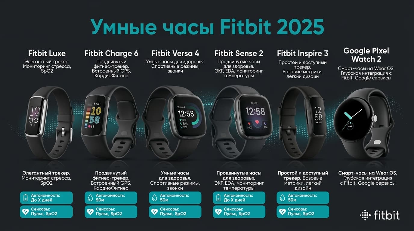 Обзор умных часов Fitbit 2025: какую модель выбрать