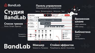Интерфейс BandLab Studio: разбираемся, что где находится с первого запуска