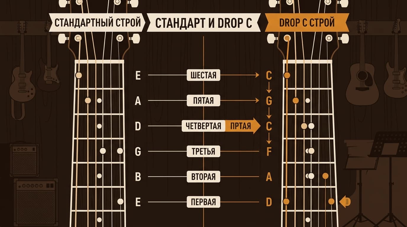 Как перестроить гитару в Drop C через GuitarTuna: пресет и бесплатный способ — фото 1