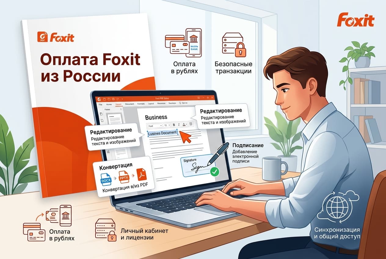 Как оплатить Foxit из России в 2026 году: подписку PDF Editor без зарубежной карты