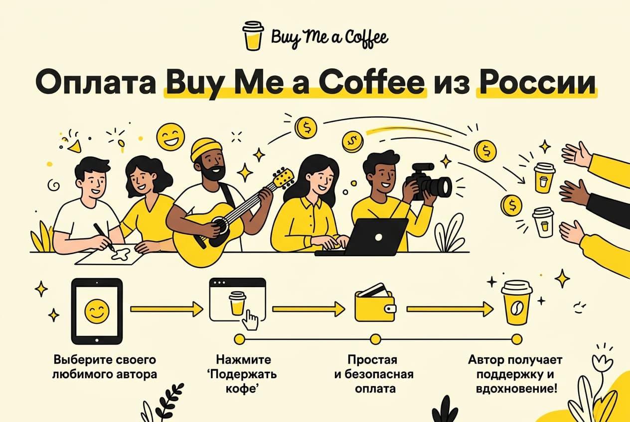 Как оплатить Buy Me a Coffee из России в 2026 году: без зарубежной карты