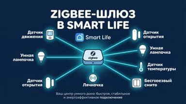 Как добавить шлюз Zigbee в Smart Life и подключить к нему датчики