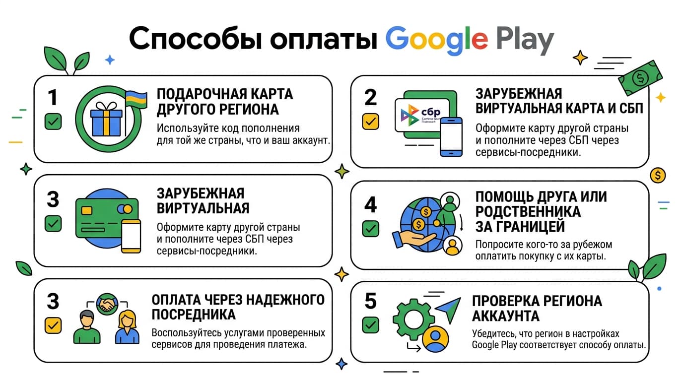 Как оплатить покупку в Плей Маркете из России в 2026 году — фото 1