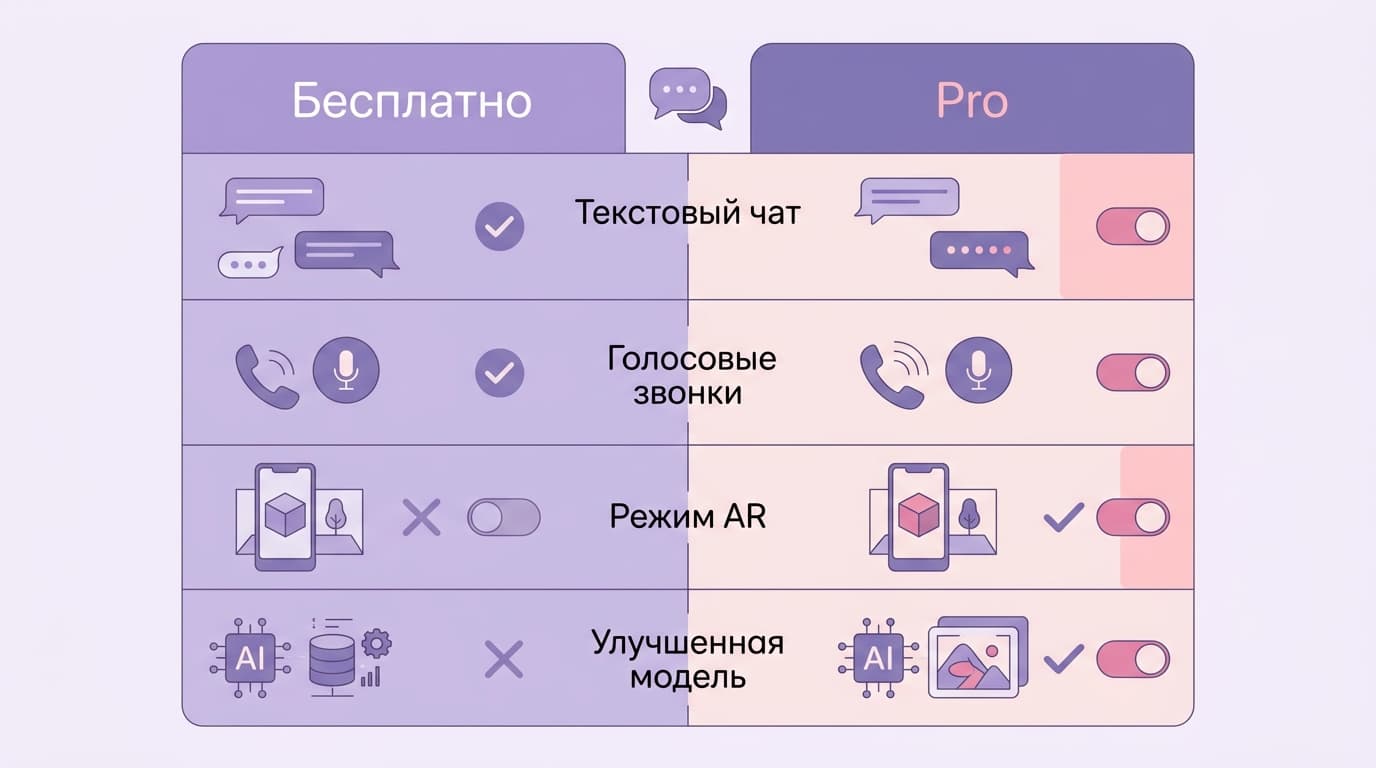 Как работают голосовые звонки и AR в Replika: что включается на Pro, что нужно телефону и сколько это стоит — фото 4