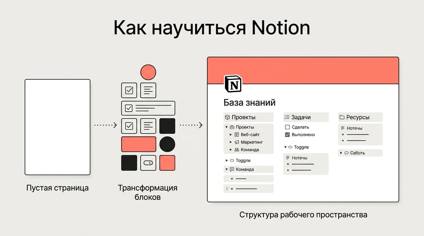 Как научиться работать в Notion: путь от пустого экрана до рабочего воркспейса