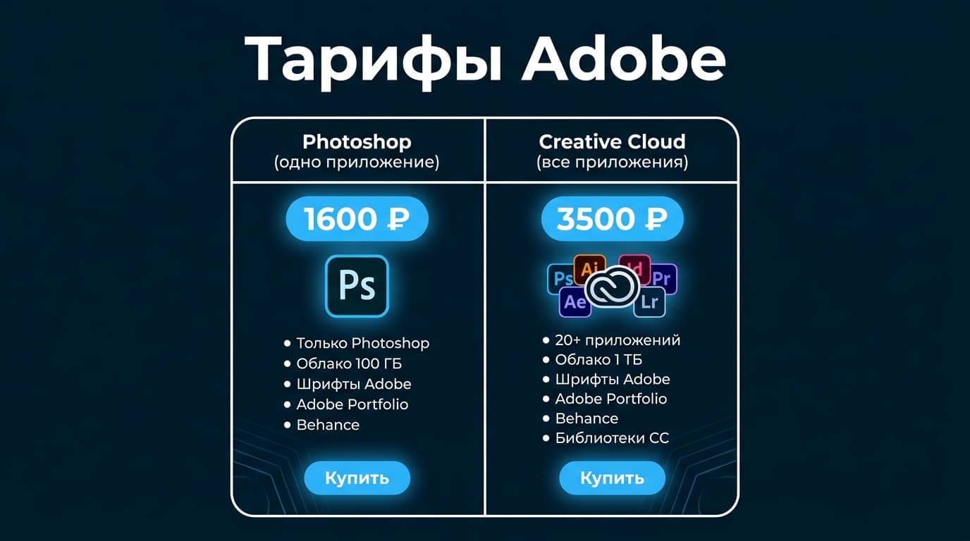 Как оформить подписку на Фотошоп из России в 2026 году — фото 1