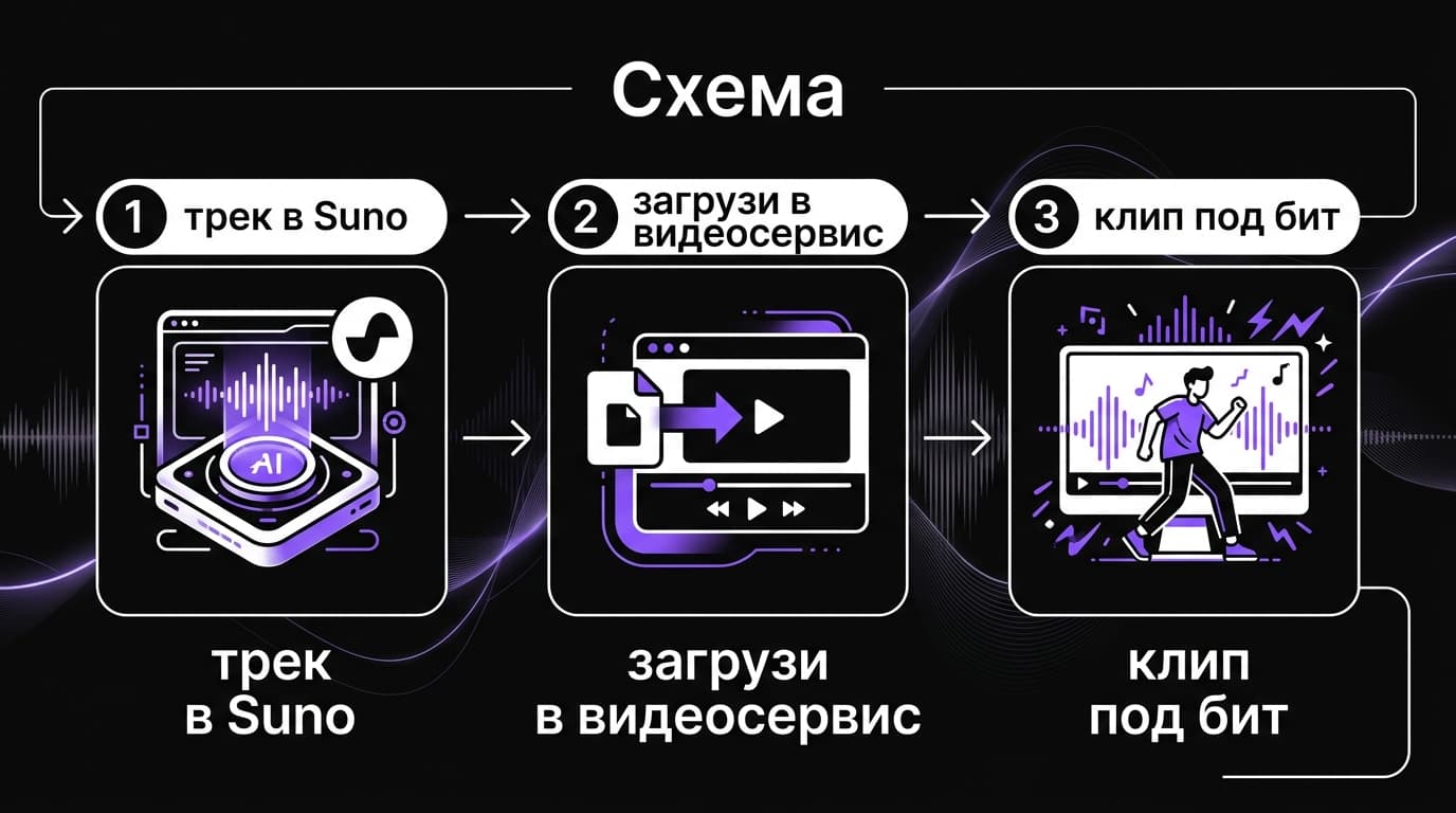 Видеоклип на трек из Suno: как связать музыку с AI-генератором видео и получить готовый ролик — фото 1