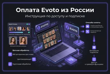 Как оплатить Evoto из России в 2026 году: ИИ-редактор для фотографов без зарубежной карты