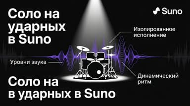 Барабанное соло в Suno: как прописать метки в промпте, чтобы ударные зазвучали отдельно