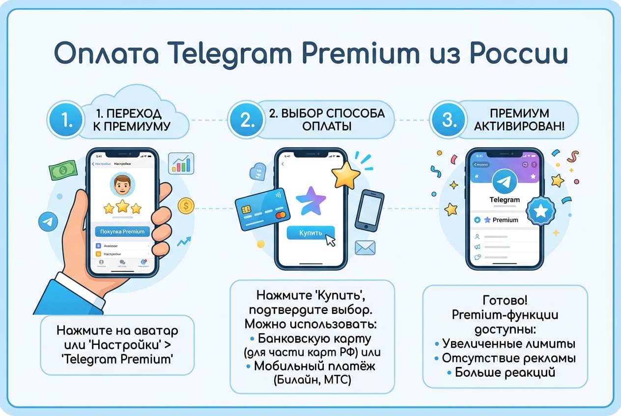 Как оплатить подписку Telegram на айфоне из России в 2026 году — фото 4