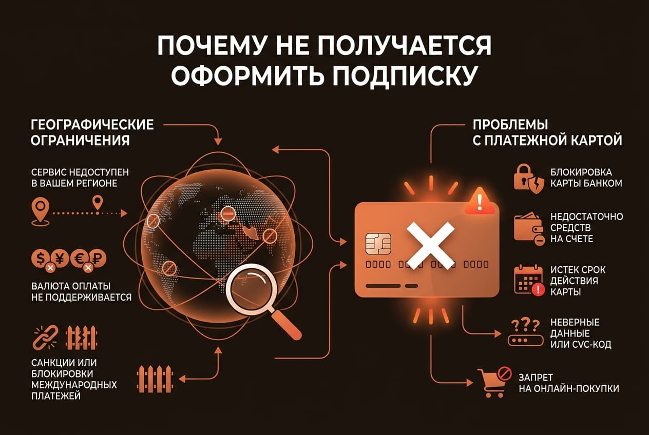 Почему не получается оформить подписку из России в 2026 году и как это решить