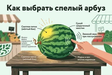 Как выбрать спелый арбуз: чек-лист признаков и разбор мифов