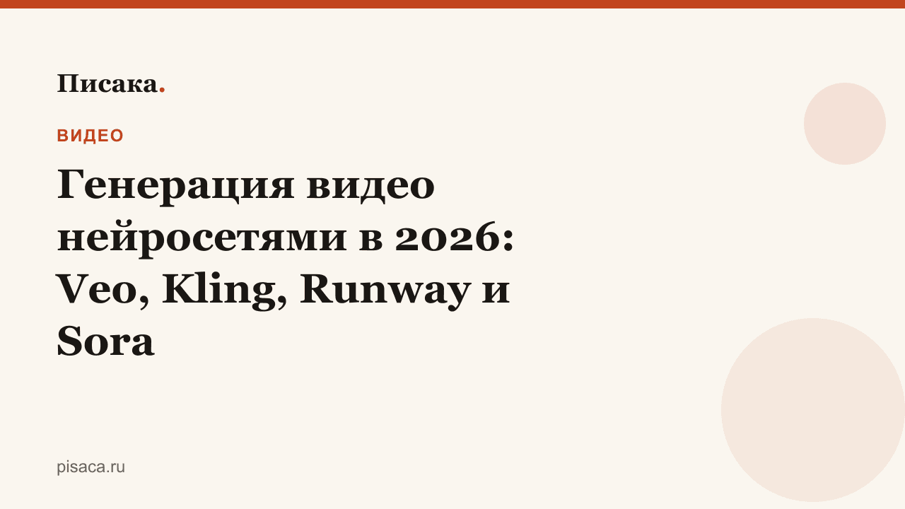 Генерация видео нейросетями в 2026: Veo, Kling, Runway и Sora