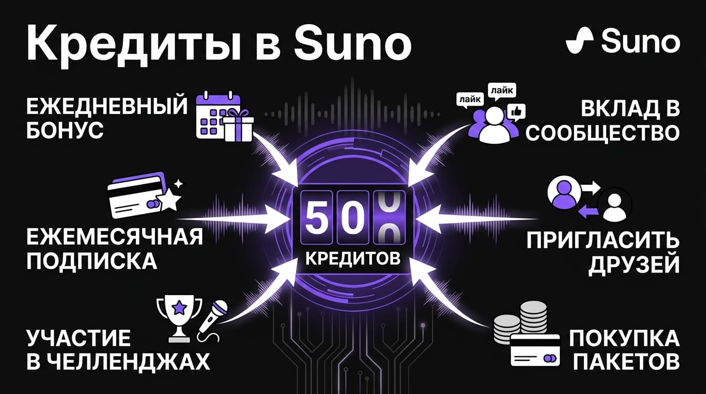 Кредиты в Suno: где взять бесплатно и как пополнить, если своих не хватает