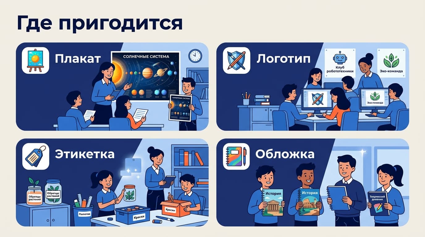 Учитель собрал с детьми логотипы и постеры в Ideogram и честно показал, где ИИ путает буквы — фото 2