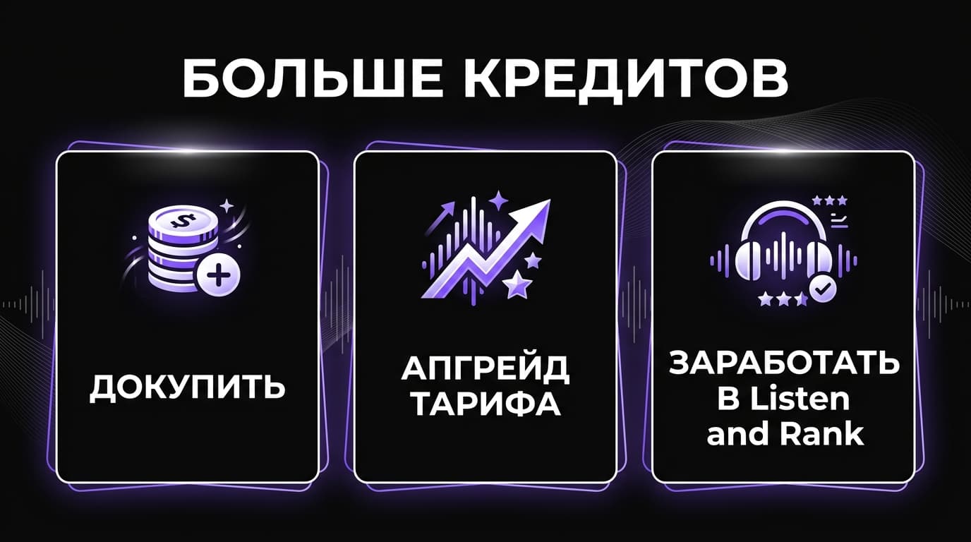 Кончились кредиты в Suno: что делать и как пополнить аккаунт — фото 2