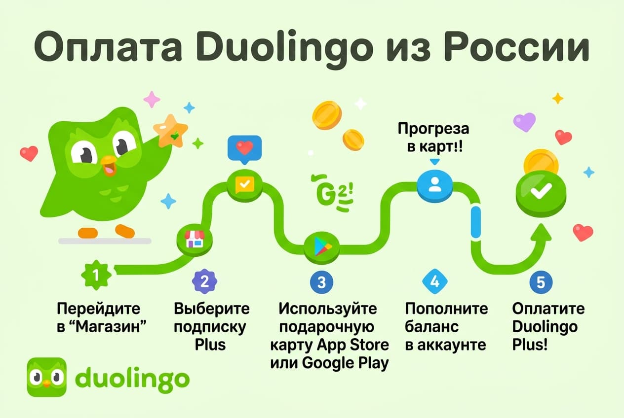 Как оплатить Duolingo из России в 2026 году: Super и Max без зарубежной карты
