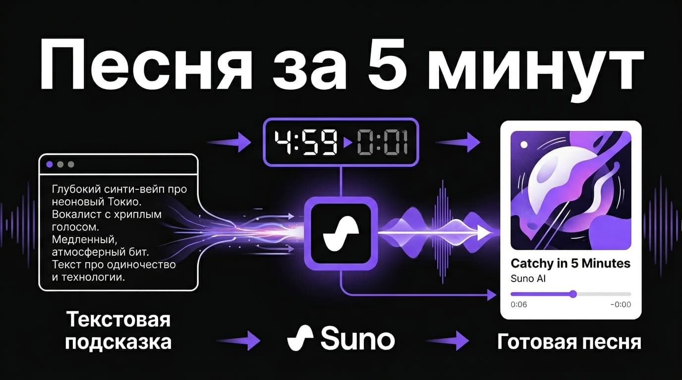 Песня в Suno за 5 минут: самый простой способ для тех, кто никогда этого не делал