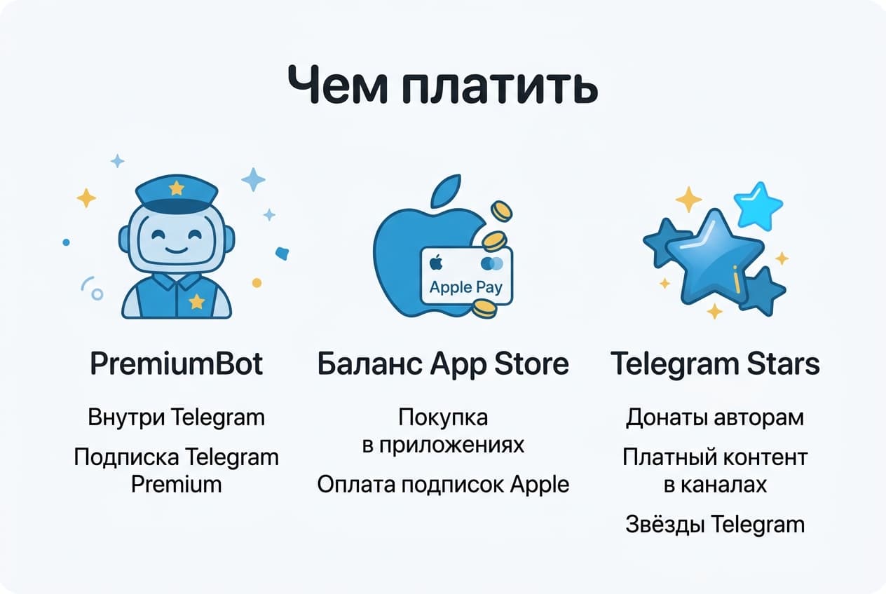 Как оплатить подписку Telegram на айфоне из России в 2026 году — фото 2
