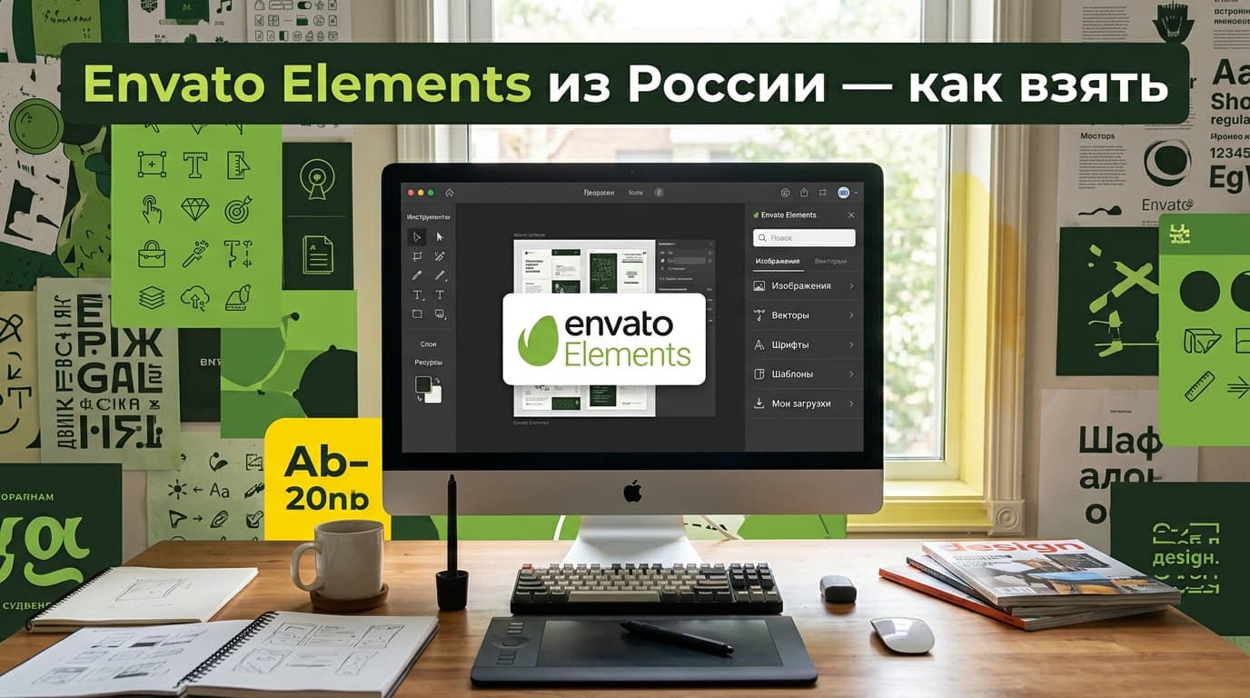Envato Elements из России в 2026 году: безлимитная библиотека ассетов и как её оплатить