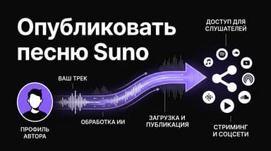 Публикация трека в Suno: как выложить песню и добраться до стримингов