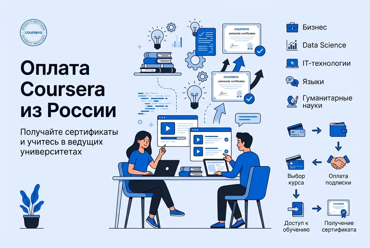 Как оформить подписку Coursera из России в 2026 году: без зарубежной карты