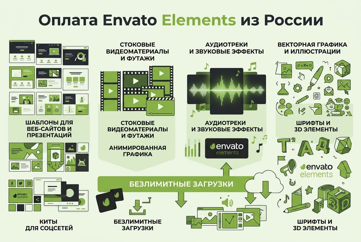 Как оформить подписку Envato Elements из России в 2026 году: без зарубежной карты