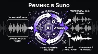 Ремикс в Suno: как перекроить готовую песню в другой жанр и темп