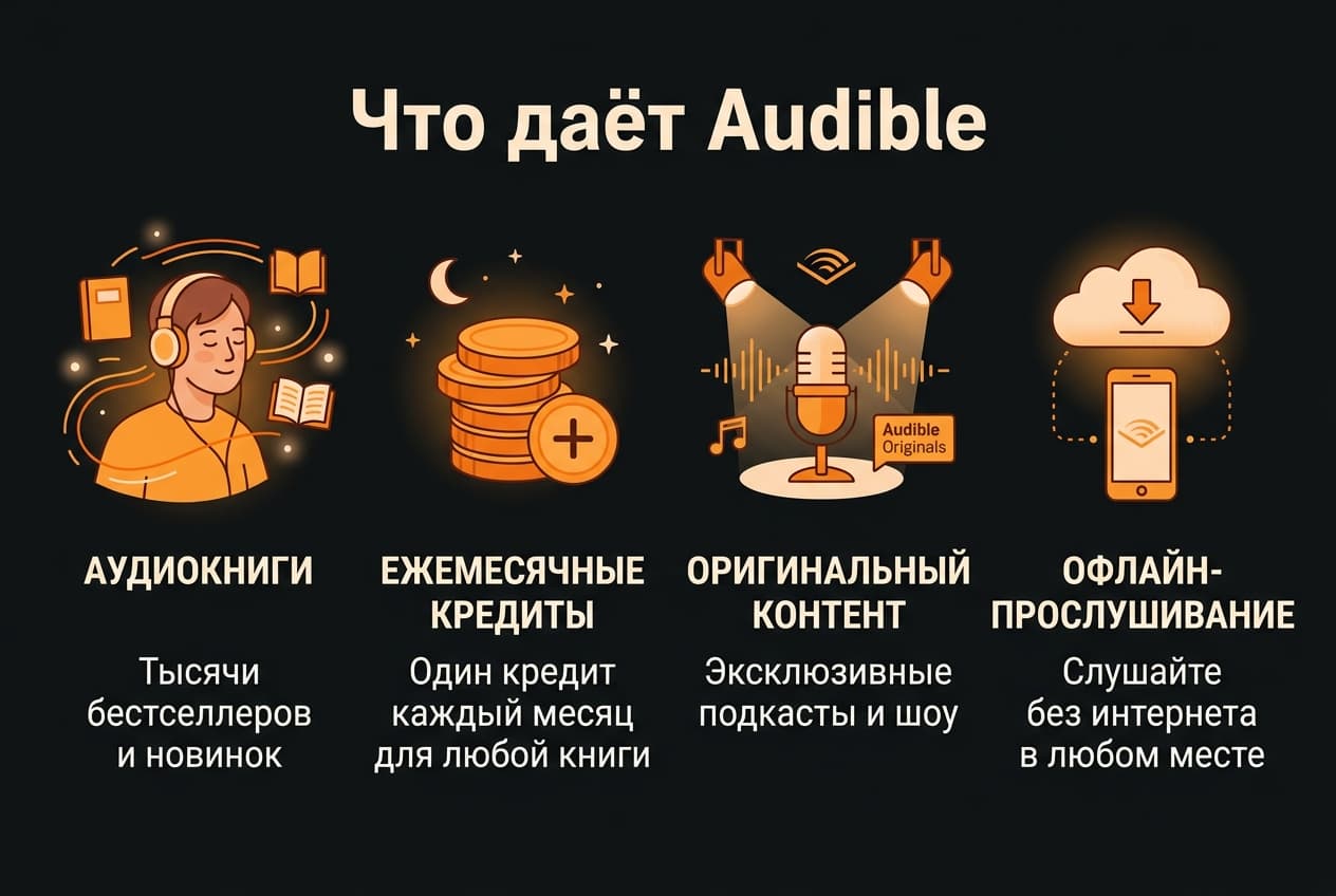 Как оформить подписку Audible из России в 2026 году: без зарубежной карты — фото 1