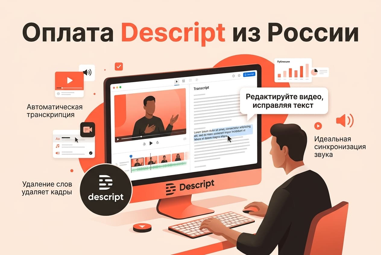 Как оформить подписку Descript из России в 2026 году: без зарубежной карты