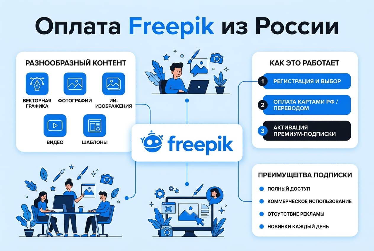 Как оплатить подписку Freepik из России в 2026 году: без зарубежной карты