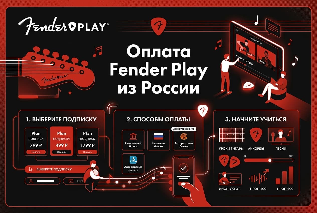 Как оформить подписку Fender Play из России в 2026 году: без зарубежной карты
