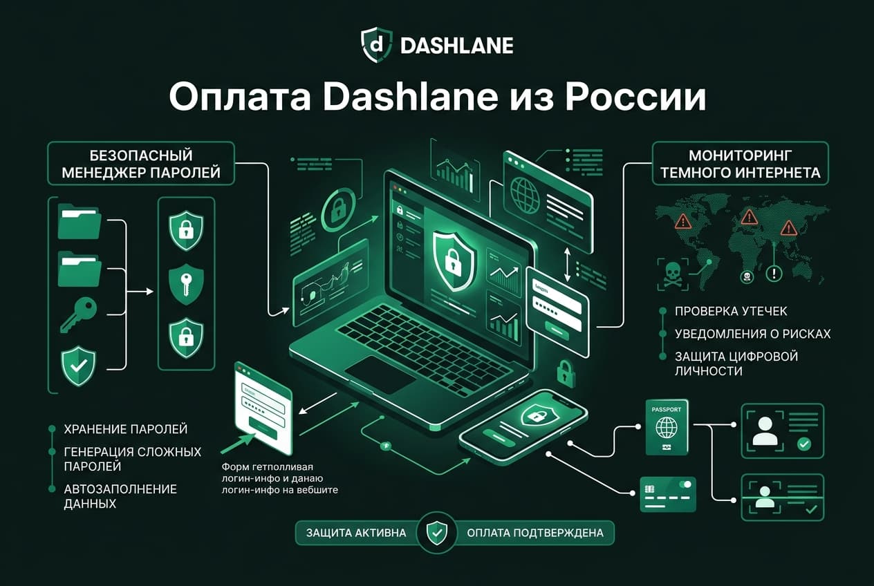 Как оформить подписку Dashlane из России в 2026 году: без зарубежной карты