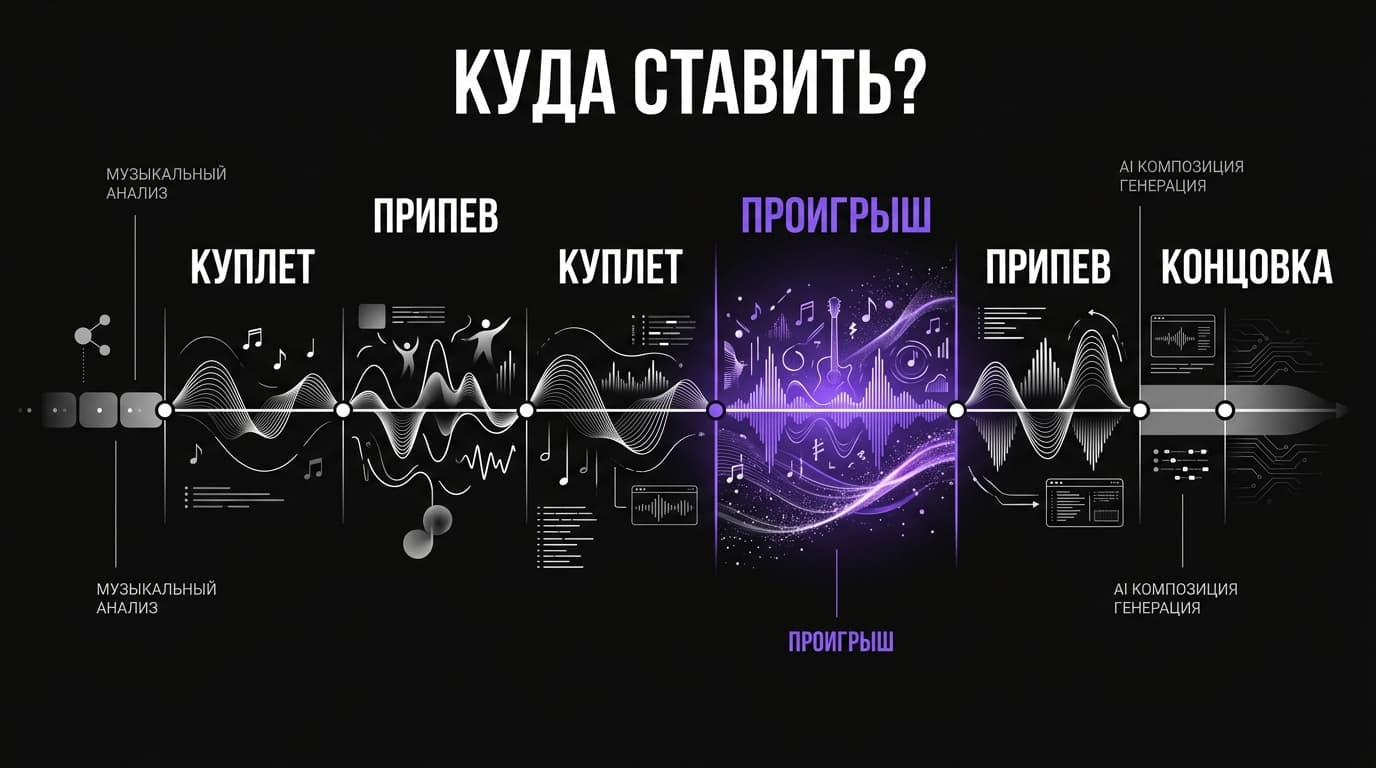 Инструментальный проигрыш в Suno: как расставить метки в тексте песни — фото 2