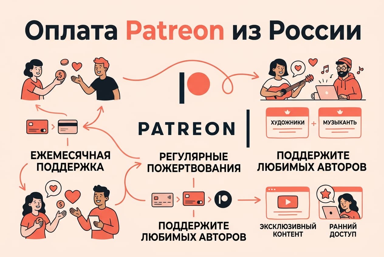 Как оплатить подписку на Patreon из России в 2026 году: без зарубежной карты