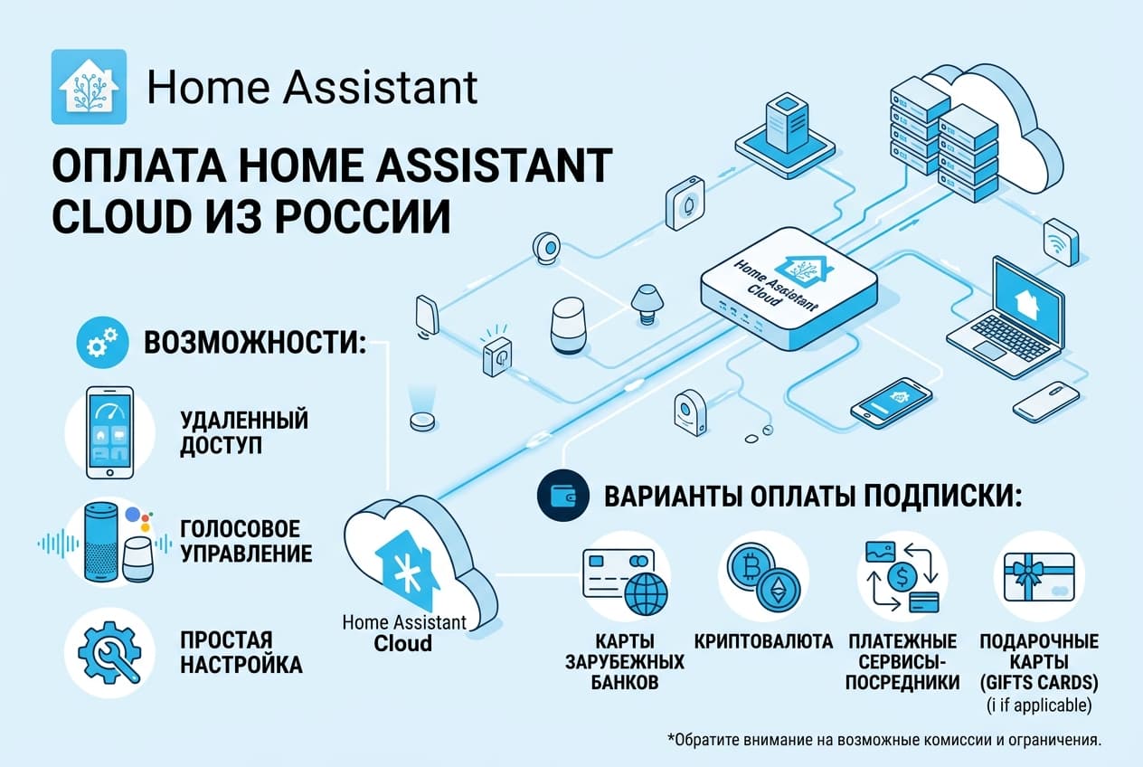 Как оплатить Home Assistant Cloud из России в 2026 году: без зарубежной карты