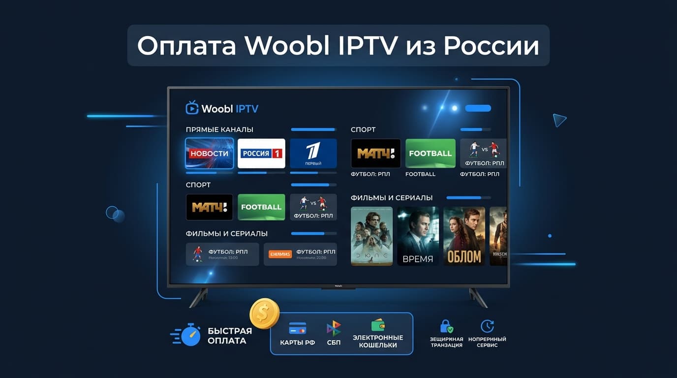 Как оплатить Woobl IPTV из России в 2026 году: подписку без зарубежной карты