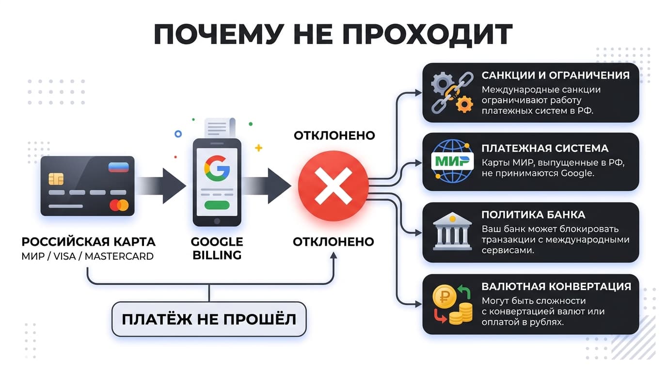 Как через Андроид оплатить подписку Google из России в 2026 году — фото 1