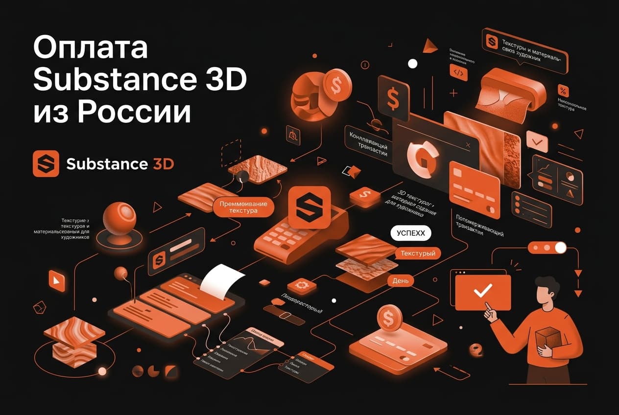 Как оформить подписку Substance 3D из России в 2026 году: без зарубежной карты