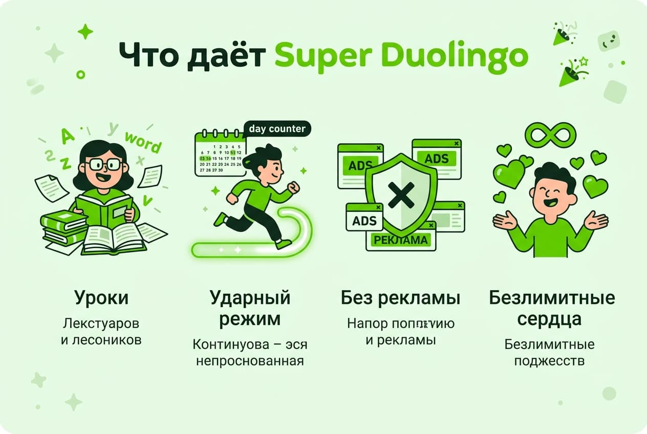 Как оформить подписку Super Duolingo из России в 2026 году: без зарубежной карты — фото 1
