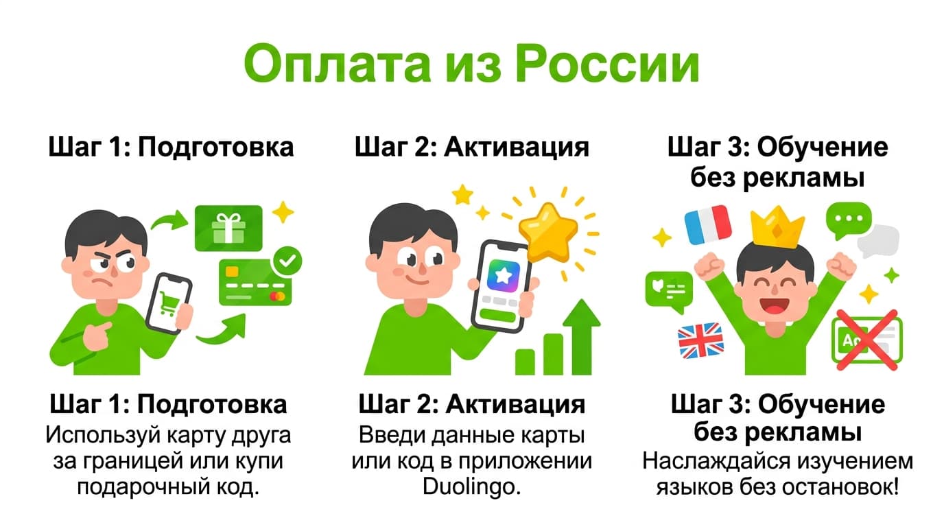 Duolingo: как оплатить подписку Super из России в 2026 году — фото 4