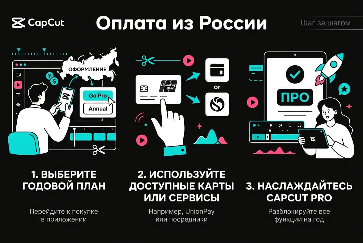 Как оплатить годовую подписку CapCut Pro из России в 2026 году — фото 4